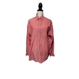 Mens Long Sleeved Land's End Red Button Down Oxford, Medium